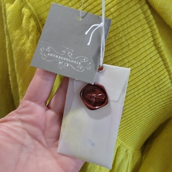 NEW Anthropologie Moth Taupo Golden Yellow Asymmetrical Sweater Wrap S/M - Picture 12 of 16